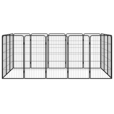 Vidaxl -Hund Kennel 16 Paneele 50 x 100 cm Pulver -Stahlschwarz