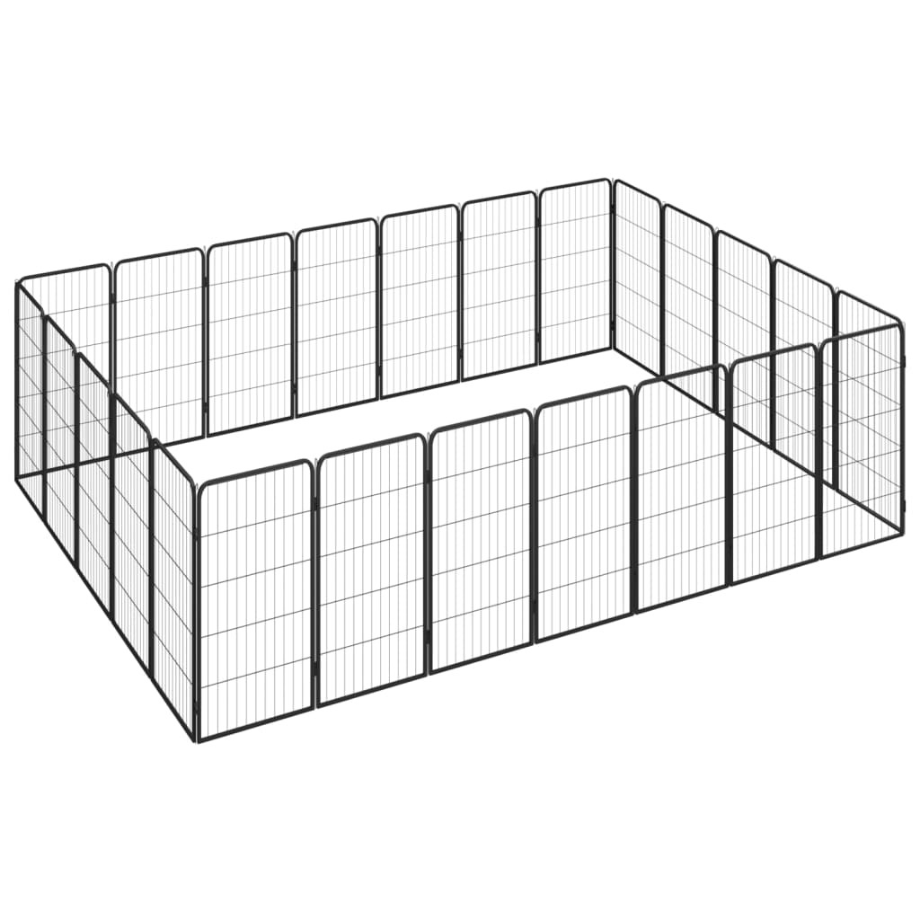 Vidaxl -Hundezwinger 24 Paneele 50 x 100 cm Pulver -Stahlschwarz