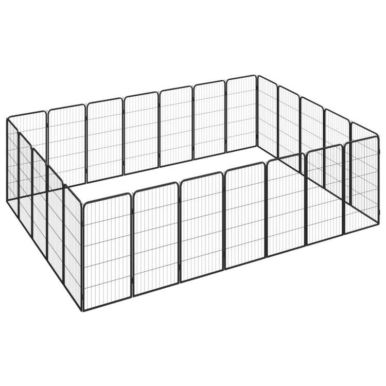 Vidaxl -Hundezwinger 24 Paneele 50 x 100 cm Pulver -Stahlschwarz