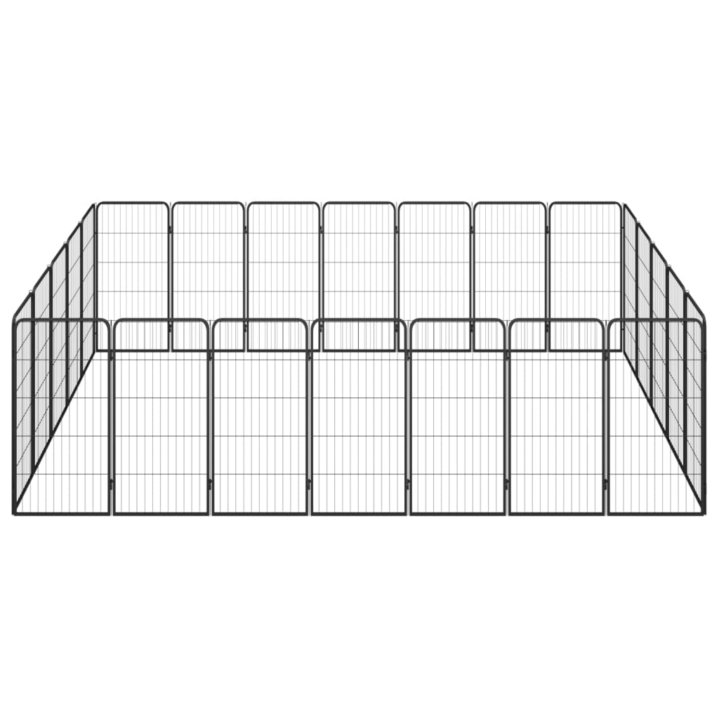 Vidaxl -Hundezwinger 24 Paneele 50 x 100 cm Pulver -Stahlschwarz