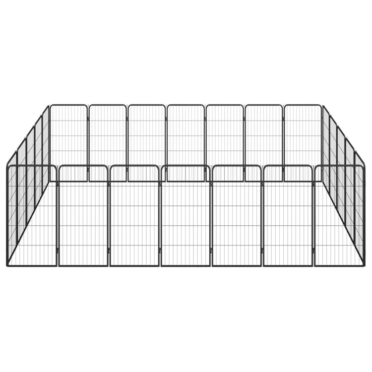 Vidaxl -Hundezwinger 24 Paneele 50 x 100 cm Pulver -Stahlschwarz