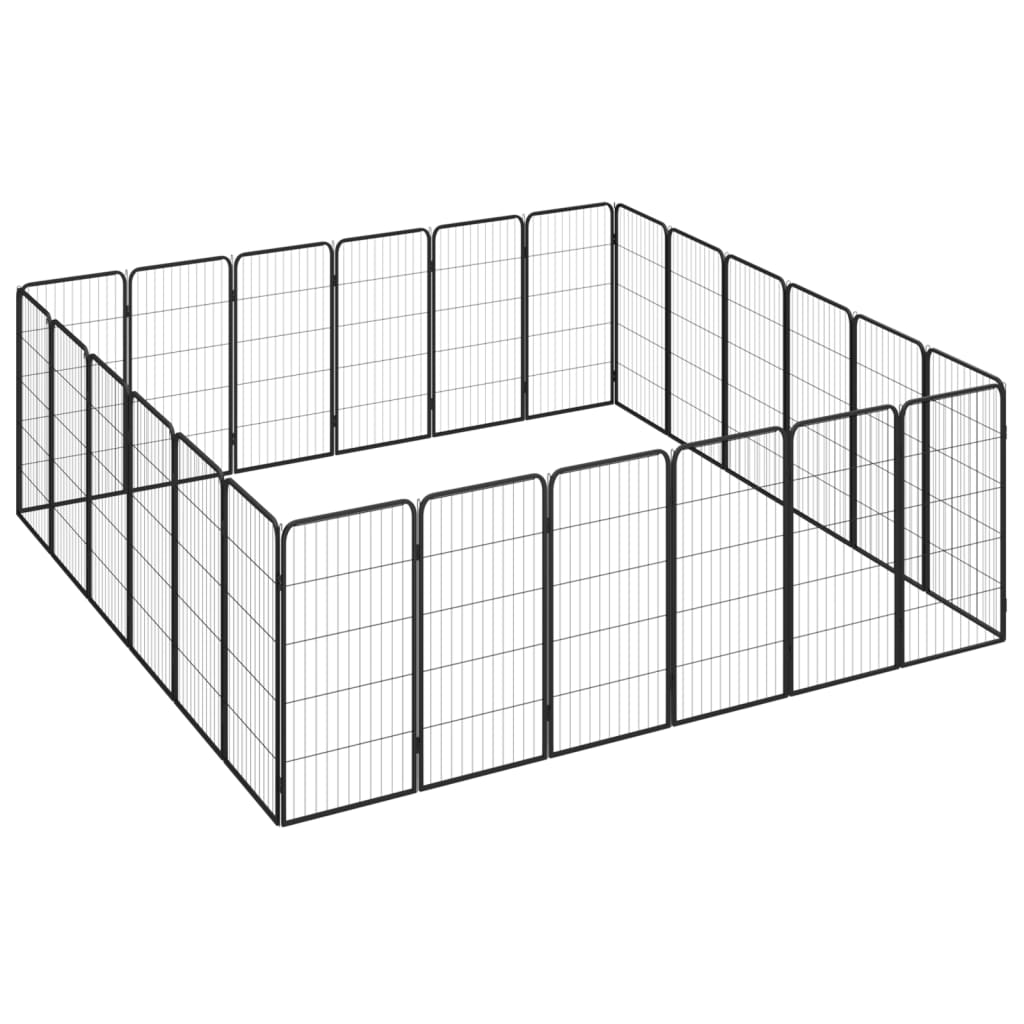 Vidaxl -Hundezwinger 24 Paneele 50 x 100 cm Pulver -Stahlschwarz