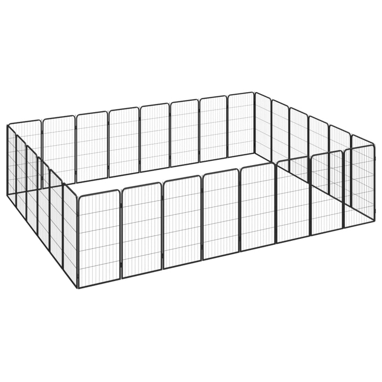 Vidaxl -Hundezwinger 28 Paneele 50 x 100 cm Pulver -Stahlschwarz Schwarz