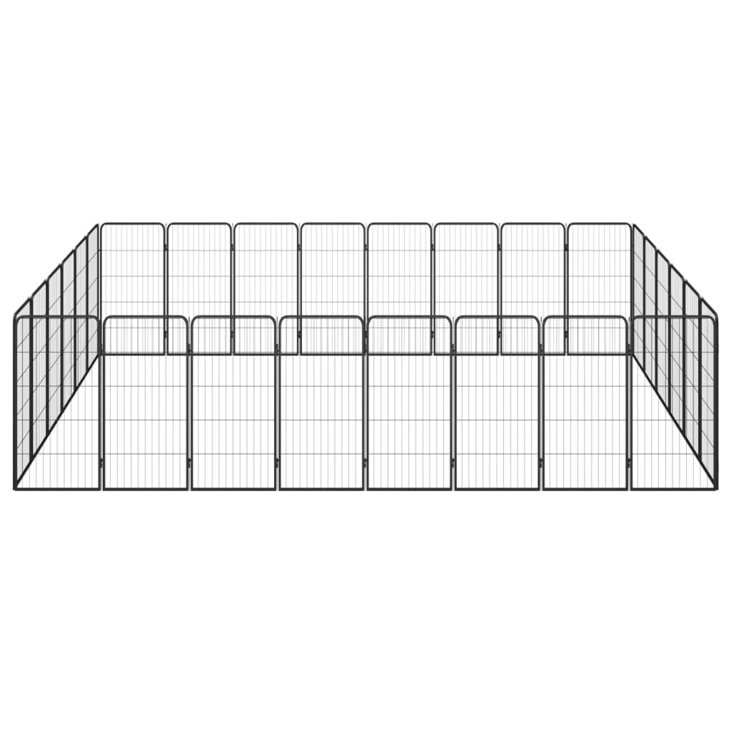 Vidaxl -Hundezwinger 28 Paneele 50 x 100 cm Pulver -Stahlschwarz Schwarz