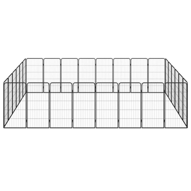 Vidaxl -Hundezwinger 28 Paneele 50 x 100 cm Pulver -Stahlschwarz Schwarz