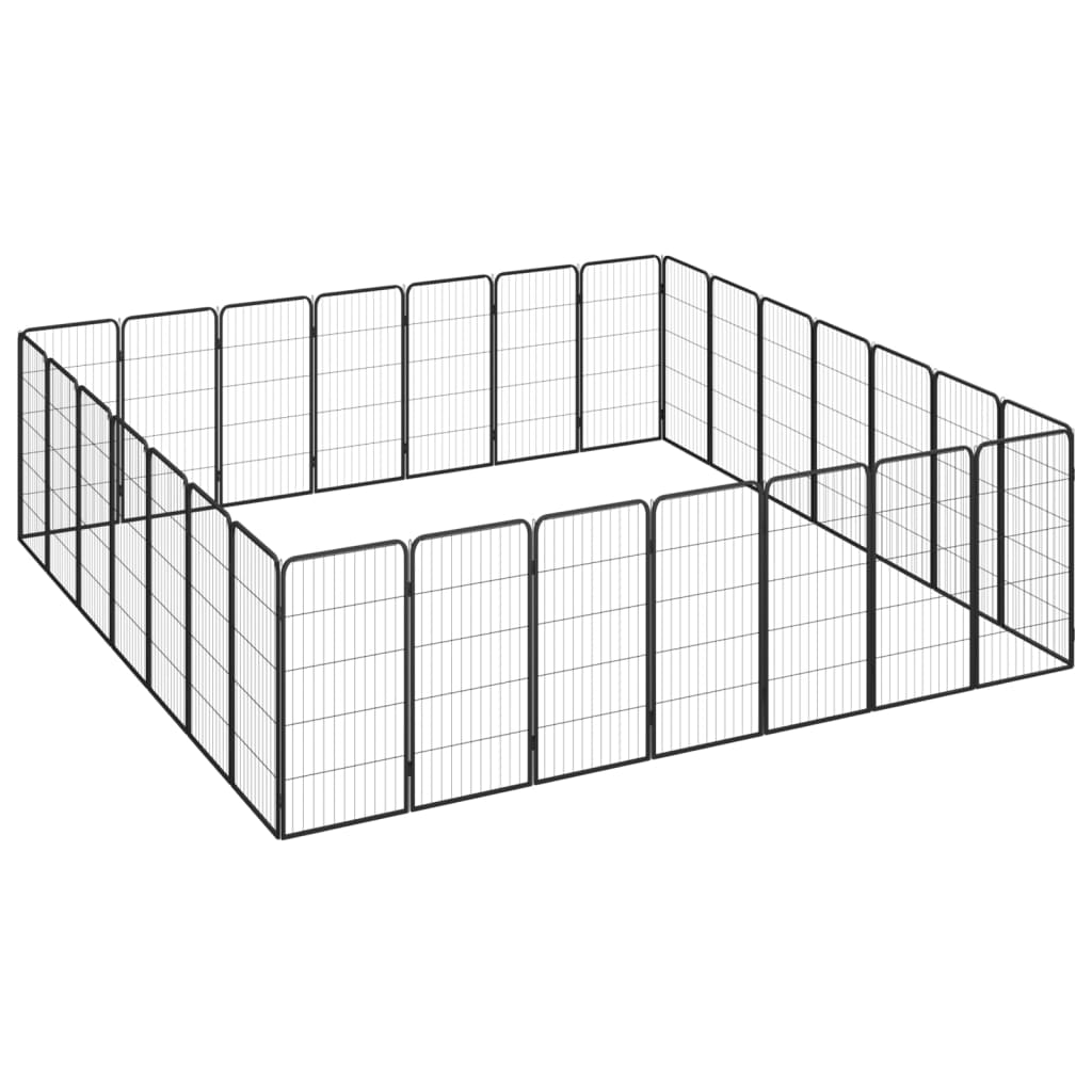 Vidaxl -Hundezwinger 28 Paneele 50 x 100 cm Pulver -Stahlschwarz Schwarz