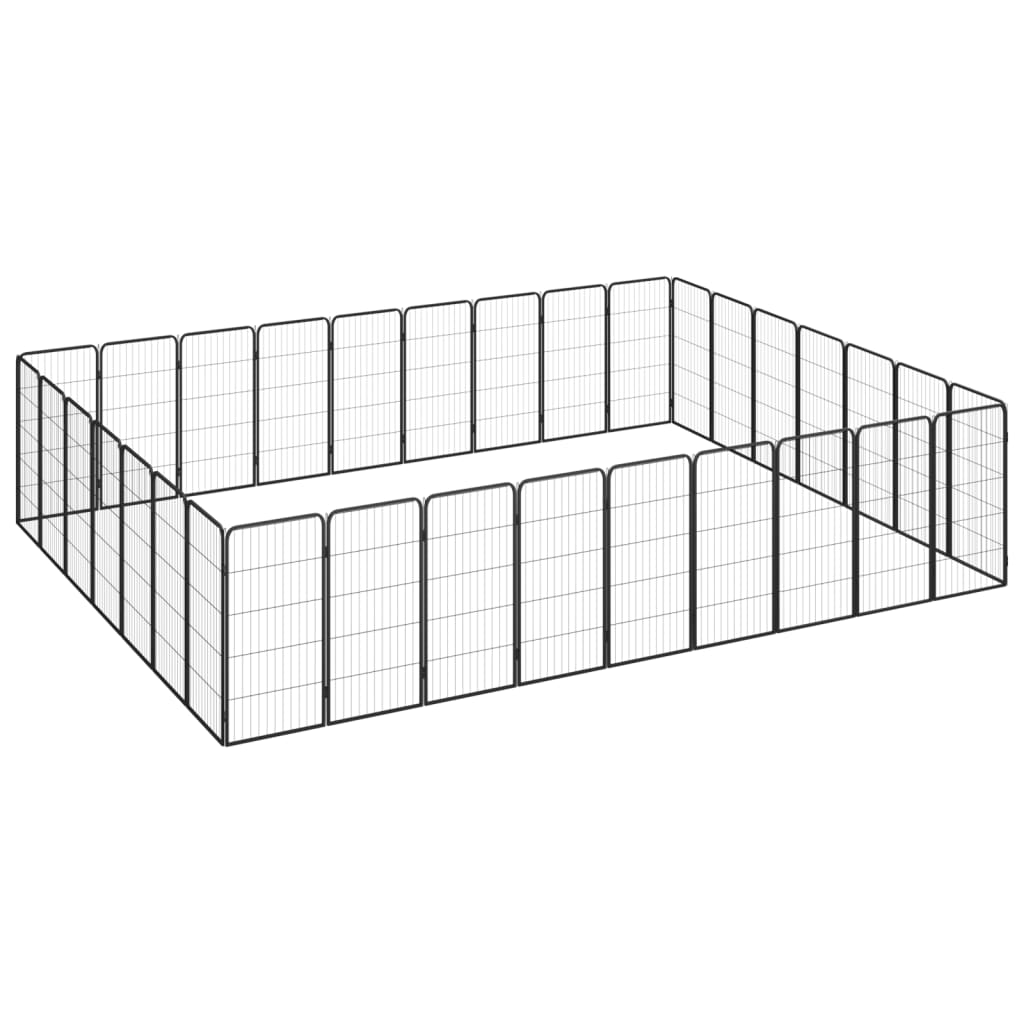 Vidaxl -Hund Kennel 32 Paneele 50 x 100 cm Pulver -Stahlschwarz