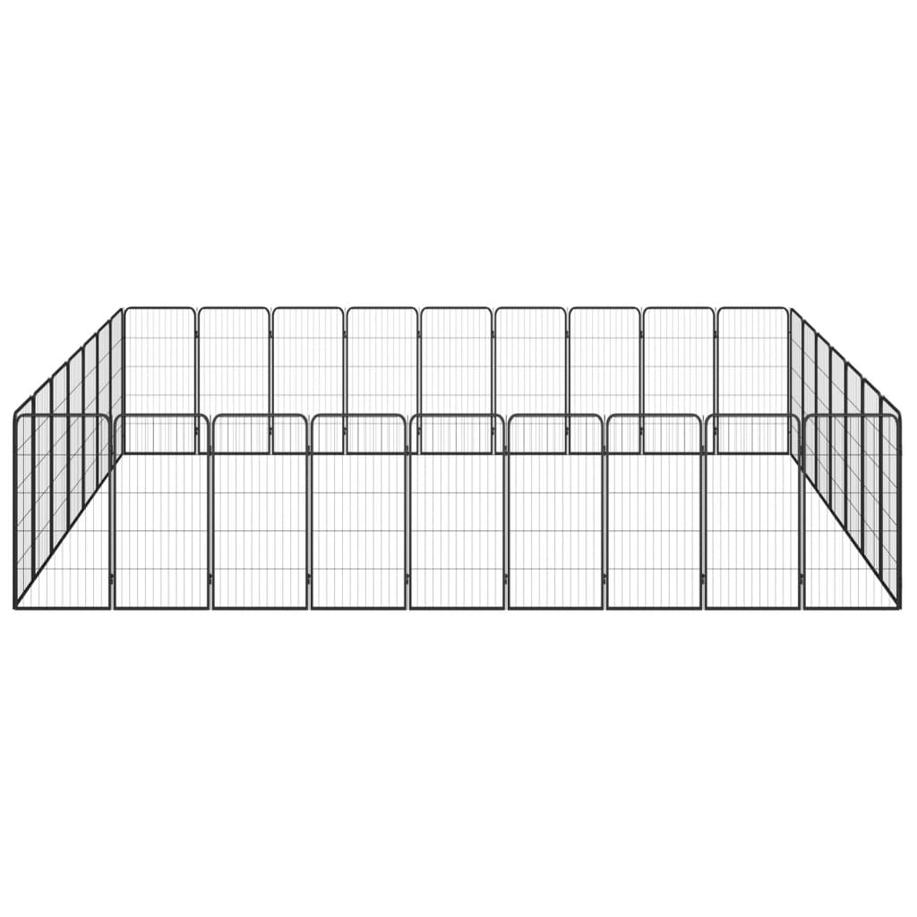Vidaxl -Hund Kennel 32 Paneele 50 x 100 cm Pulver -Stahlschwarz