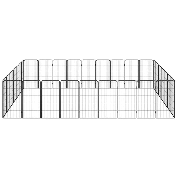 Vidaxl -Hund Kennel 32 Paneele 50 x 100 cm Pulver -Stahlschwarz