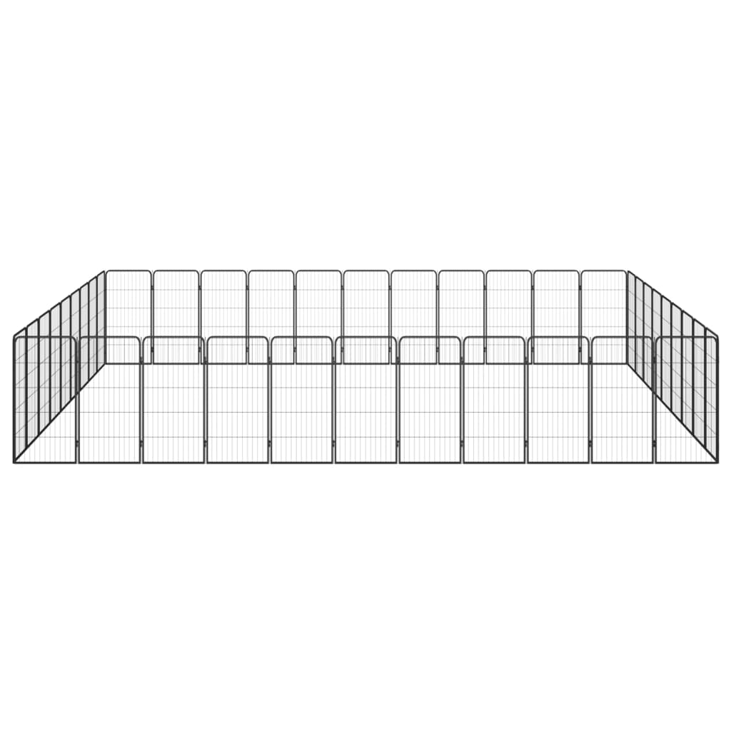 Vidaxl -Hundezwinger 40 Paneele 50 x 100 cm Pulver -Stahlschwarz