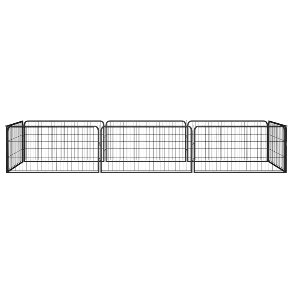 Vidaxl -Hund Kennel 8 Paneele 100x50 cm Pulver -Stahlschwarz