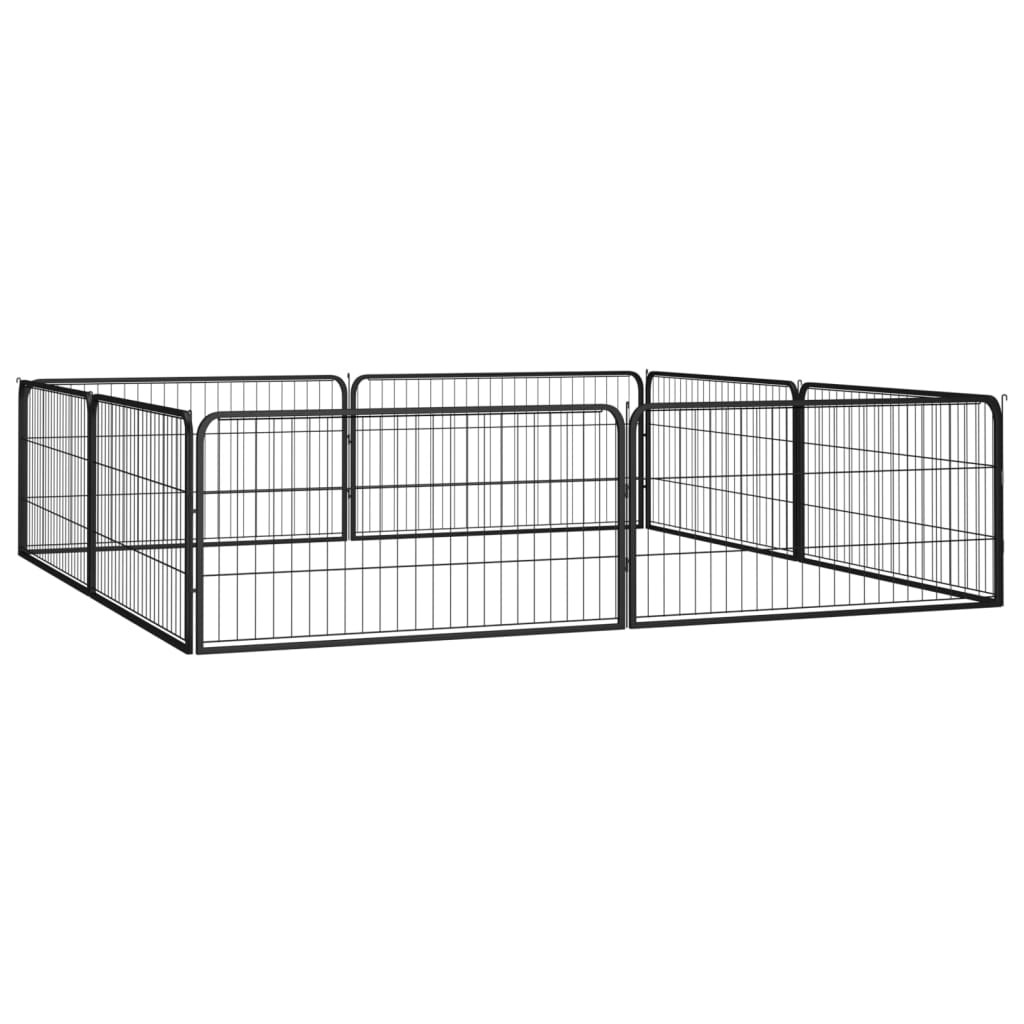 Vidaxl -Hund Kennel 8 Paneele 100x50 cm Pulver -Stahlschwarz