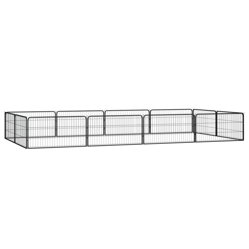 Vidaxl -Hunde Zwinger 12 Paneele 100x50 cm Pulver -Stahlschwarz