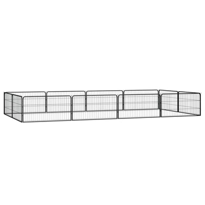 Vidaxl -Hunde Zwinger 12 Paneele 100x50 cm Pulver -Stahlschwarz