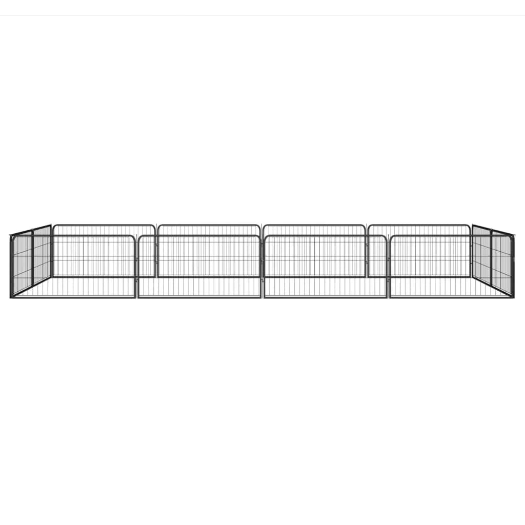 Vidaxl -Hunde Zwinger 12 Paneele 100x50 cm Pulver -Stahlschwarz