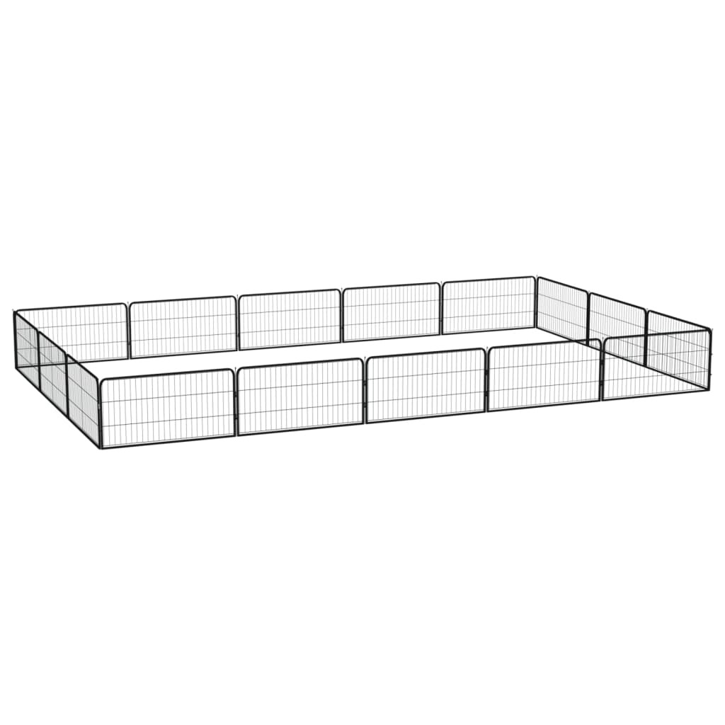 Vidaxl -Hund Kennel 16 Paneele 100x50 cm Pulver -Stahlschwarz
