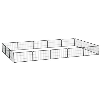 Vidaxl -Hund Kennel 16 Paneele 100x50 cm Pulver -Stahlschwarz