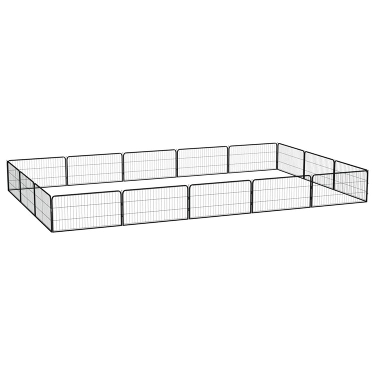 Vidaxl -Hund Kennel 16 Paneele 100x50 cm Pulver -Stahlschwarz