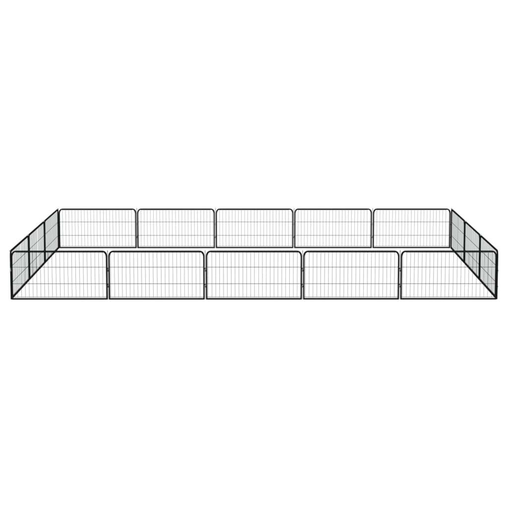 Vidaxl -Hund Kennel 16 Paneele 100x50 cm Pulver -Stahlschwarz