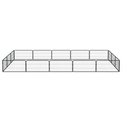 Vidaxl -Hund Kennel 16 Paneele 100x50 cm Pulver -Stahlschwarz