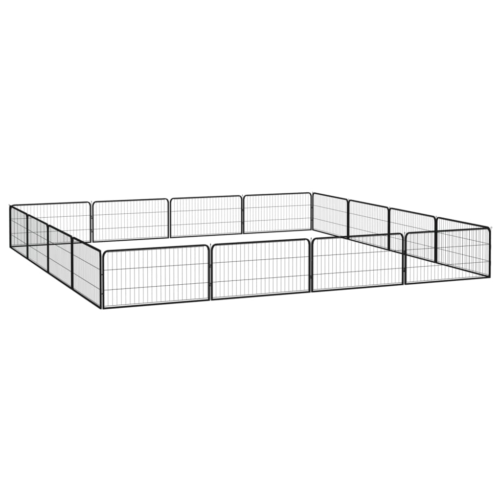 Vidaxl -Hund Kennel 16 Paneele 100x50 cm Pulver -Stahlschwarz