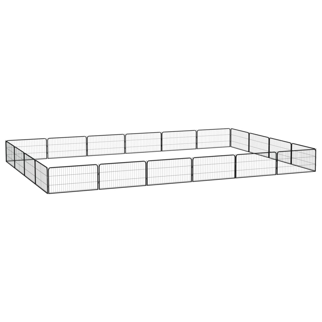Vidaxl -Hundezwinger 20 Paneele 100x50 cm Pulver -Stahlschwarz