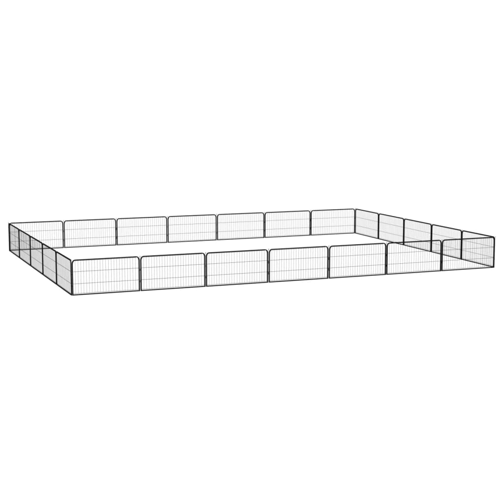 Vidaxl -Hundezwinger 24 Paneele 100x50 cm Pulver -Stahlschwarz