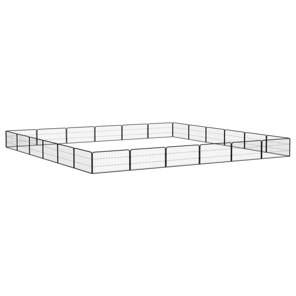 Vidaxl -Hundezwinger 24 Paneele 100x50 cm Pulver -Stahlschwarz
