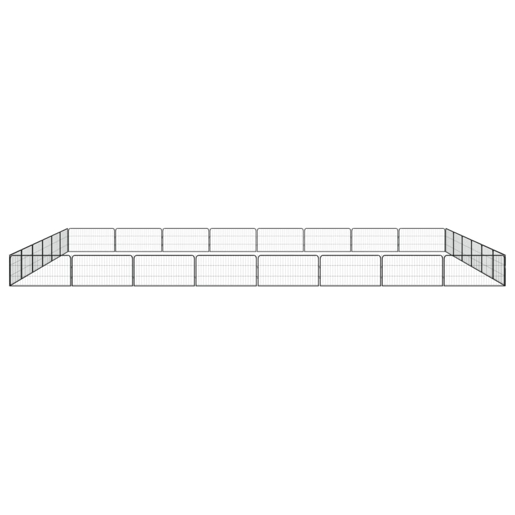 Vidaxl -Hund Kennel 28 Paneele 100x50 cm Pulver -bewegtes Stahl Schwarz