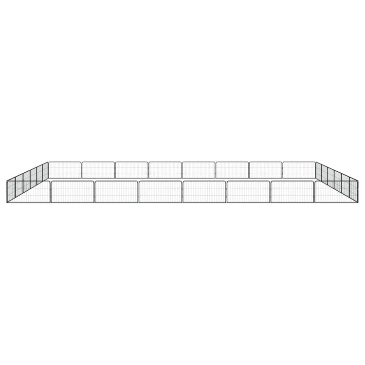 Vidaxl -Hund Kennel 28 Paneele 100x50 cm Pulver -bewegtes Stahl Schwarz