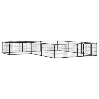 Vidaxl -Hunde Zwinger 12 Paneele 100x50 cm Pulver -Stahlschwarz