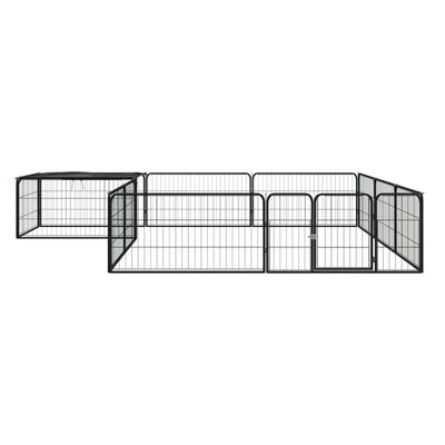 Vidaxl -Hunde Zwinger 12 Paneele 100x50 cm Pulver -Stahlschwarz