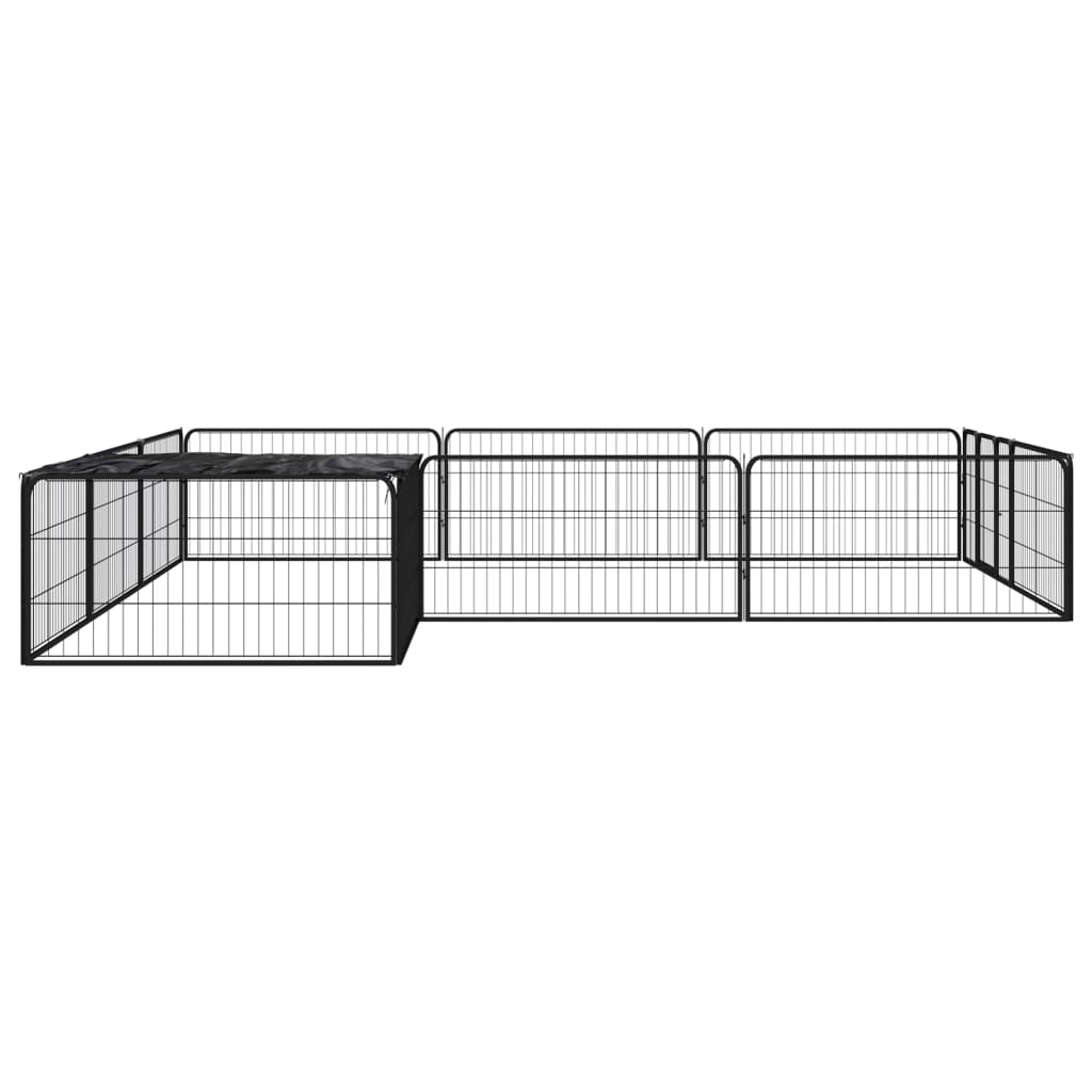 Vidaxl -Hunde Zwinger 12 Paneele 100x50 cm Pulver -Stahlschwarz