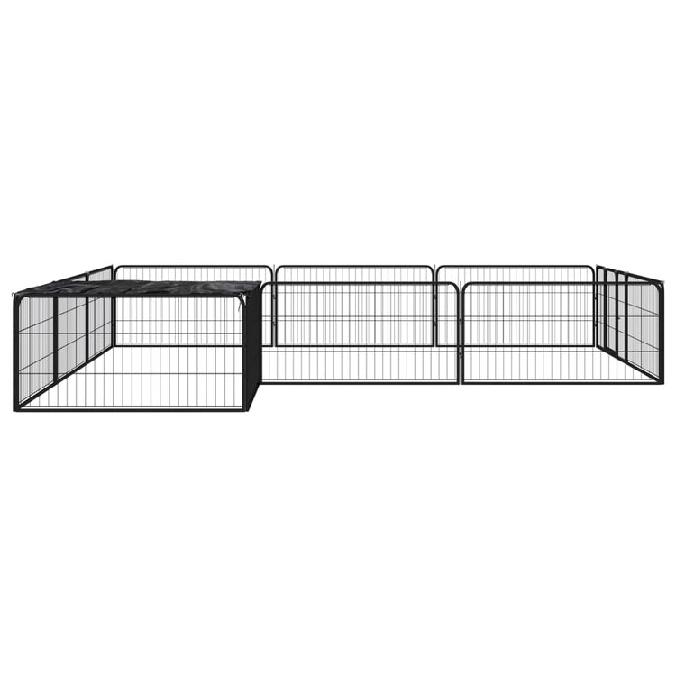 Vidaxl -Hunde Zwinger 12 Paneele 100x50 cm Pulver -Stahlschwarz