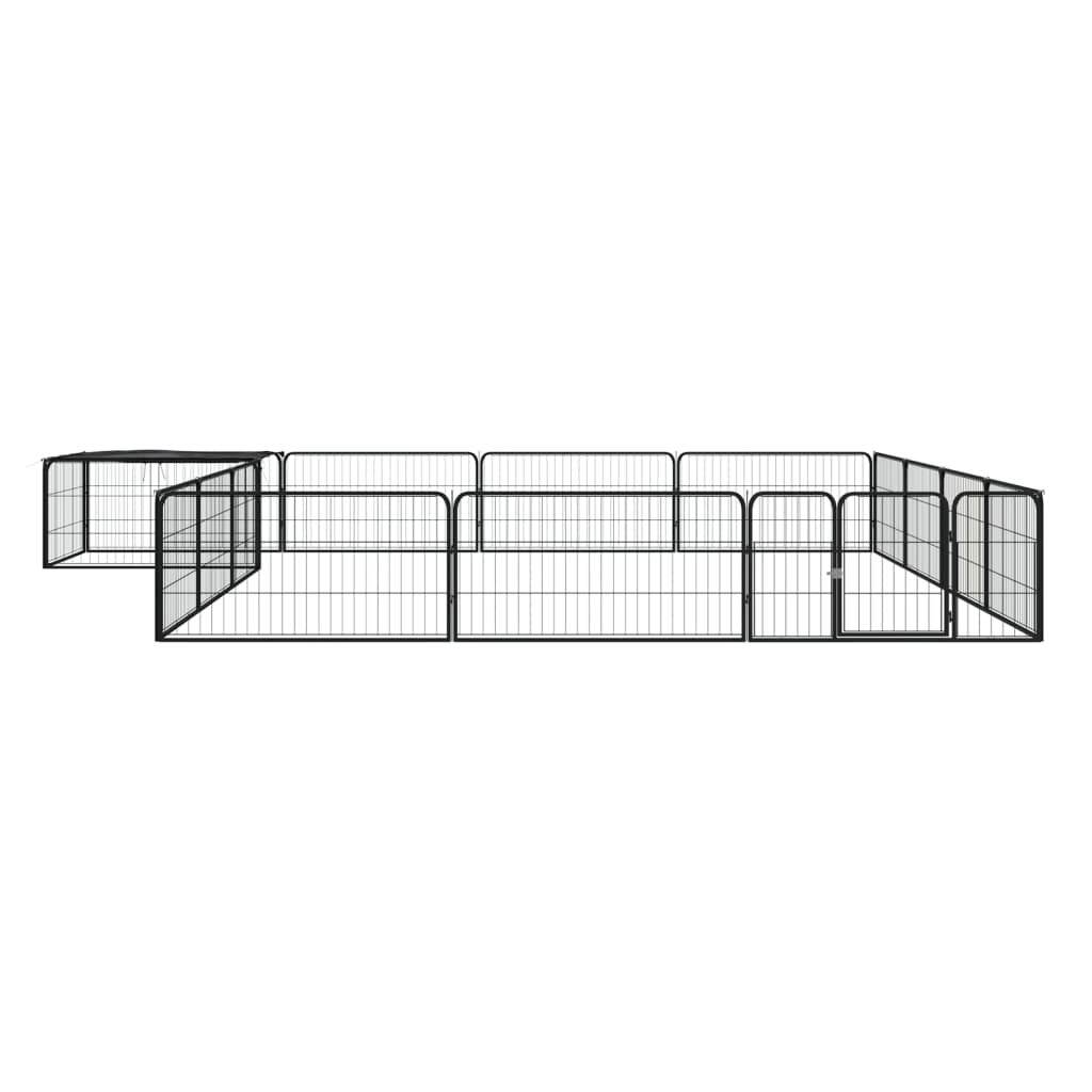 Vidaxl -Hund Kennel 16 Paneele 100x50 cm Pulver -Stahlschwarz