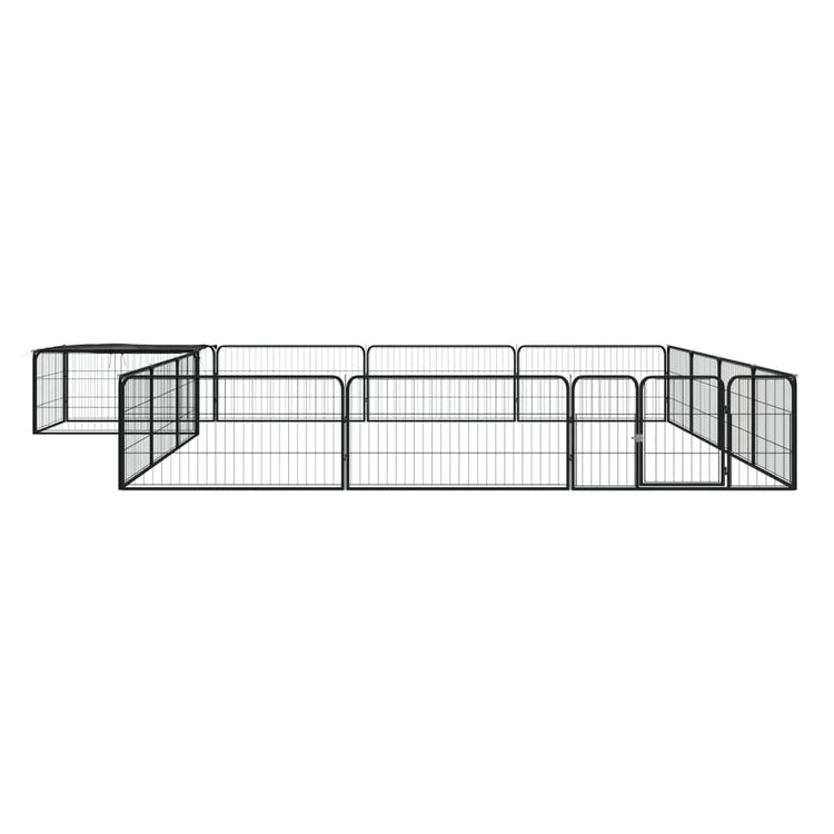 Vidaxl -Hund Kennel 16 Paneele 100x50 cm Pulver -Stahlschwarz