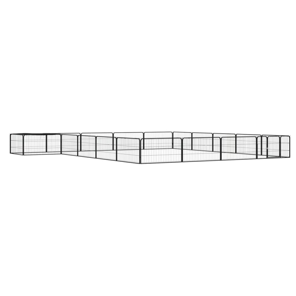 Vidaxl -Hundezwinger 20 Paneele 100x50 cm Pulver -Stahlschwarz