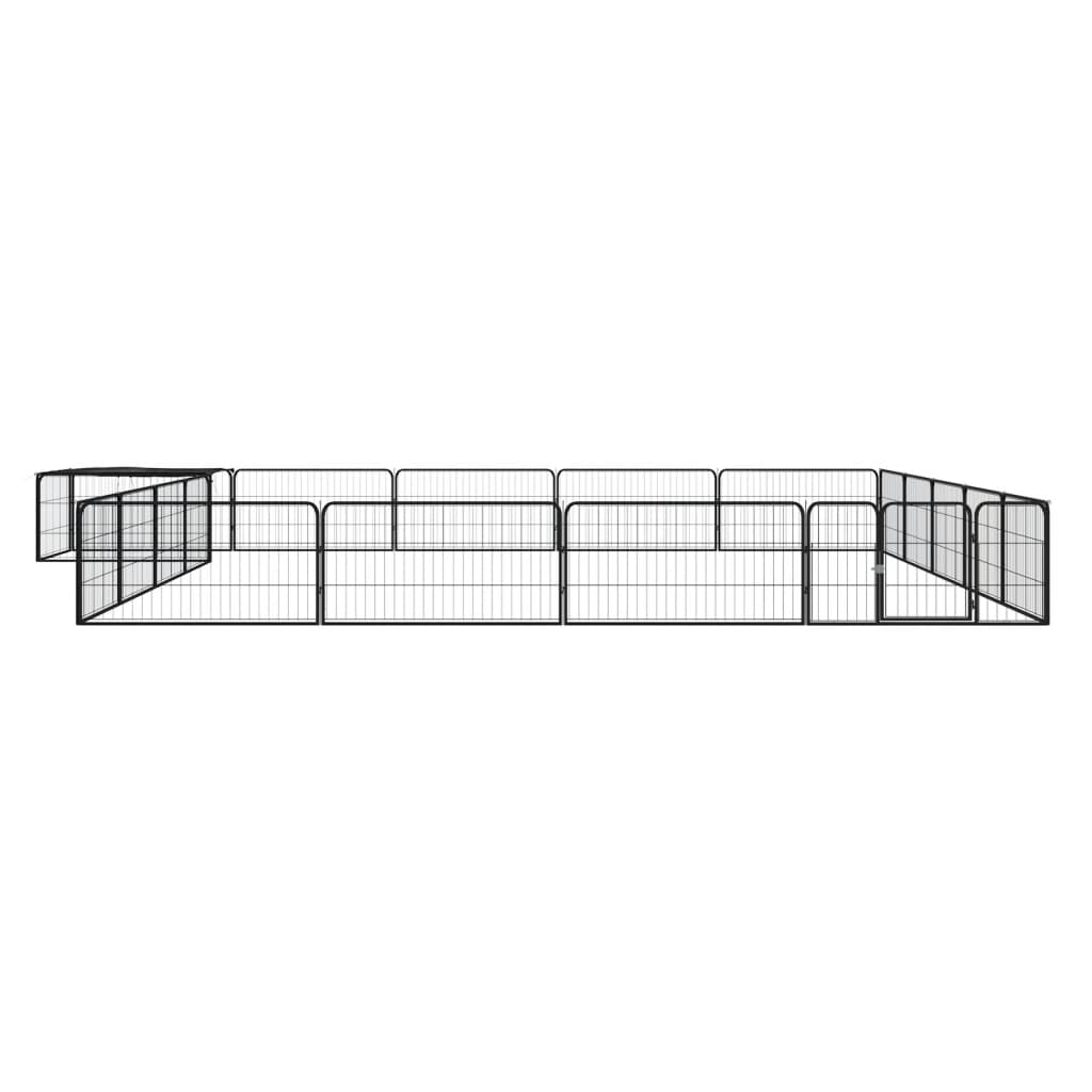 Vidaxl -Hundezwinger 20 Paneele 100x50 cm Pulver -Stahlschwarz