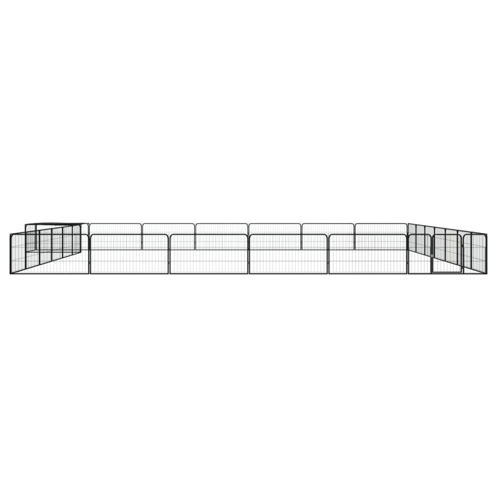 Vidaxl -Hund Kennel 28 Paneele 100x50 cm Pulver -bewegtes Stahl Schwarz