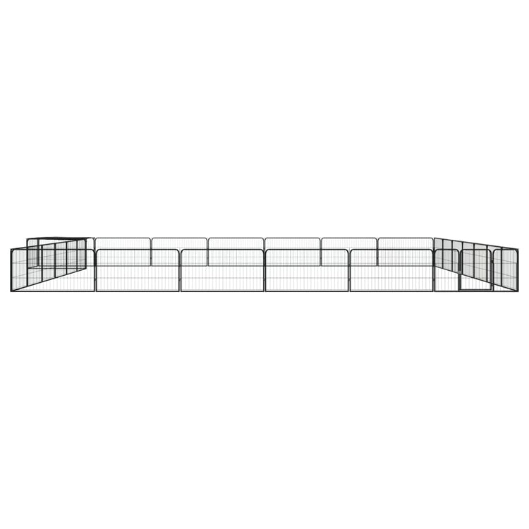 Vidaxl -Hund Kennel 28 Paneele 100x50 cm Pulver -bewegtes Stahl Schwarz