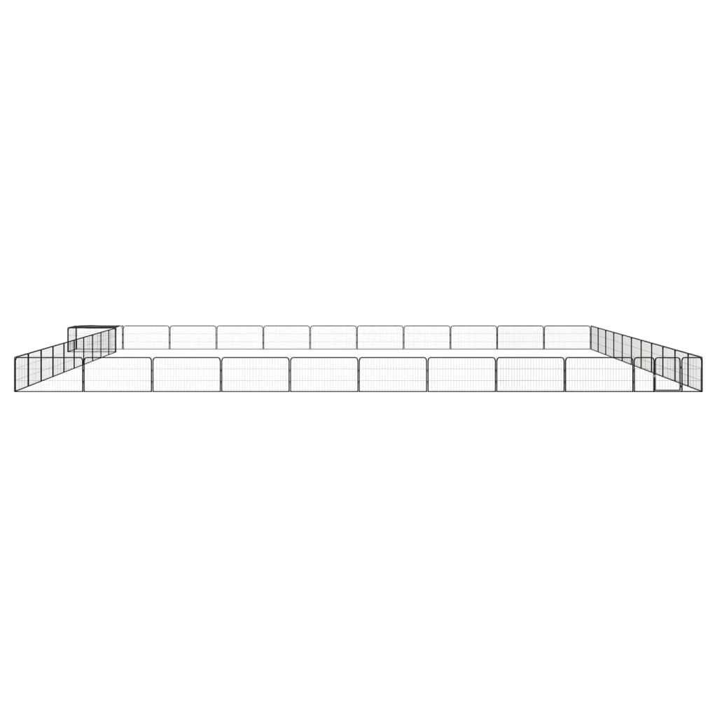 Vidaxl -Hund Kennel 44 Paneele 100x50 cm Pulver -Stahlschwarz