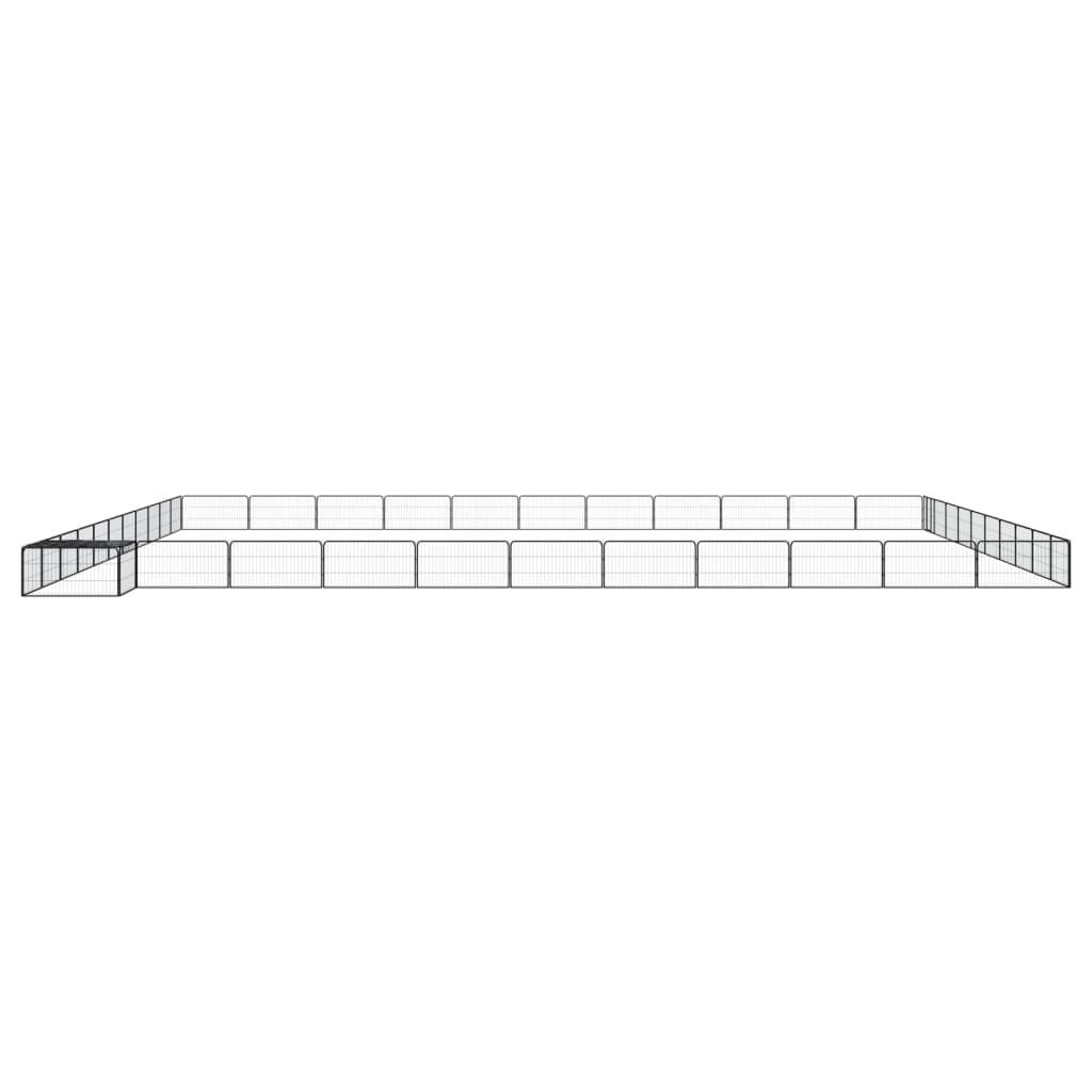 Vidaxl -Hund Kennel 44 Paneele 100x50 cm Pulver -Stahlschwarz