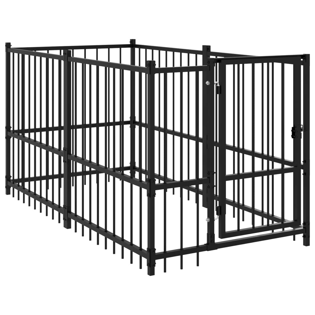 Vidaxl -Hundezwinger 193.5x97x100 cm Stahl Schwarz
