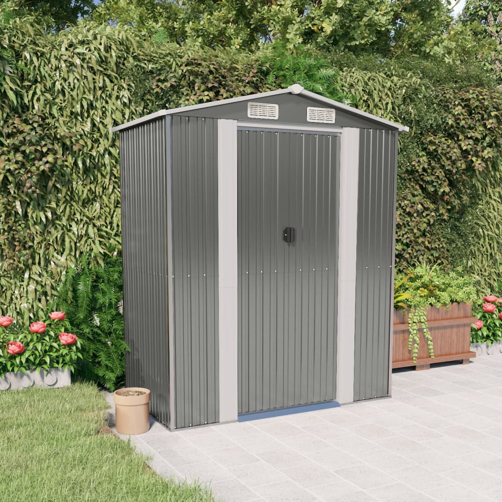 Vidaxl Garden Shed 192x108x223 cm verzinkter Stahl hellgrau