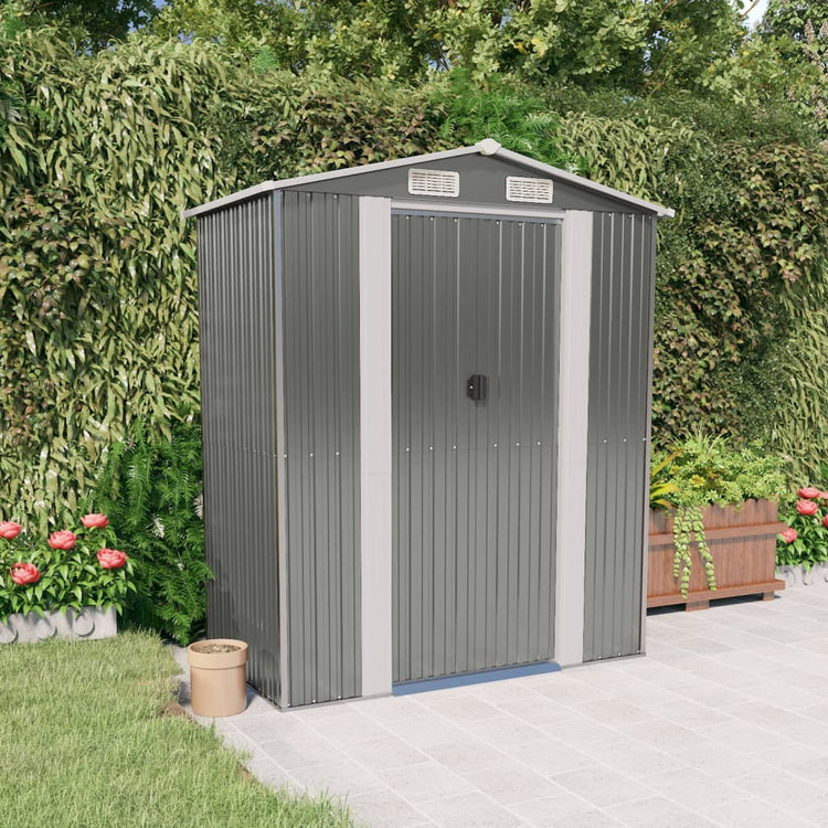 Vidaxl Garden Shed 192x108x223 cm verzinkter Stahl hellgrau