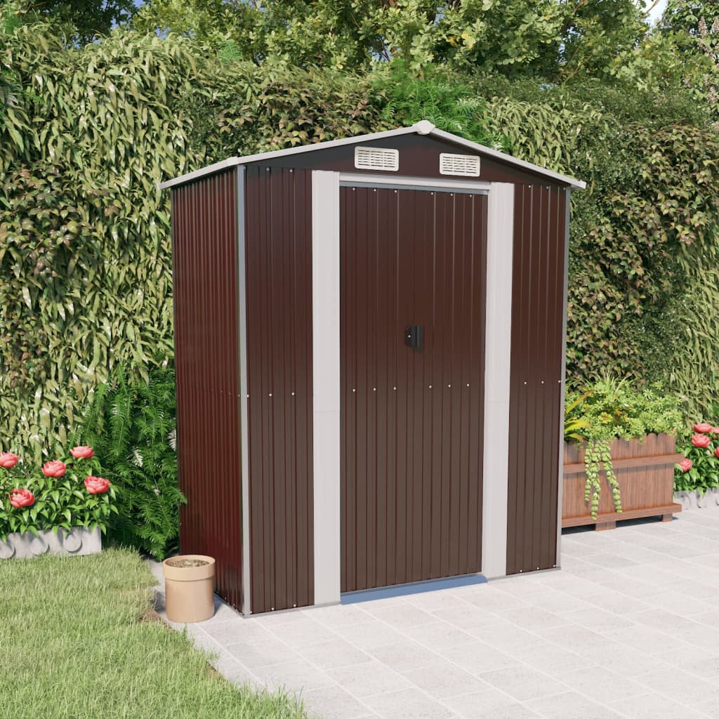 Vidaxl Garden Shed 192x108x223 cm verzinkter Stahl dunkelbraun