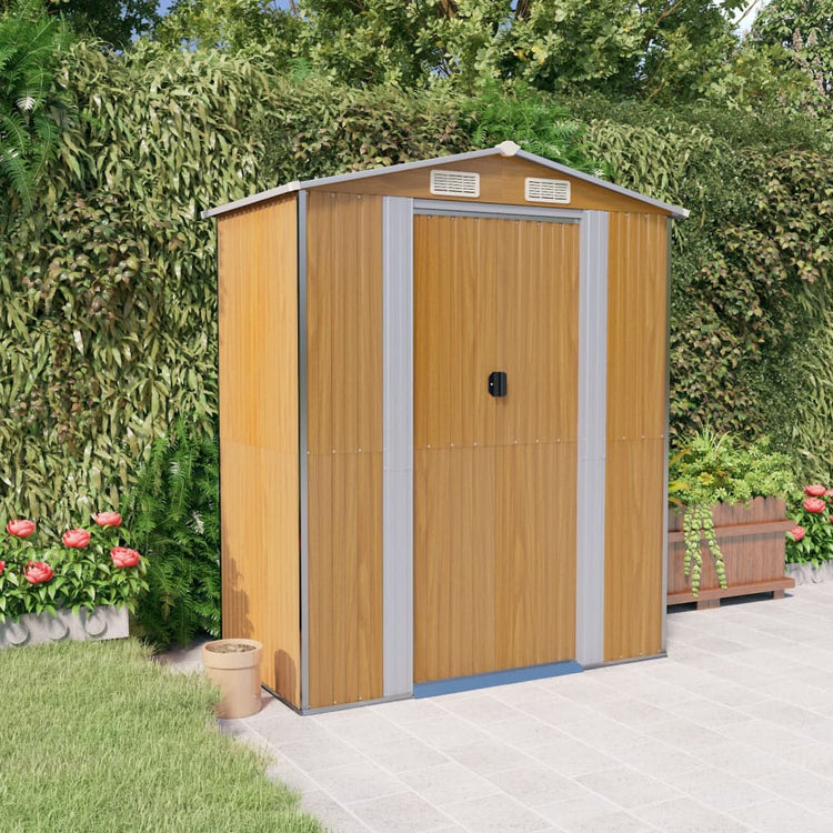 Vidaxl Garden Shed 192x108x223 cm verzinkter Stahl hellbraun