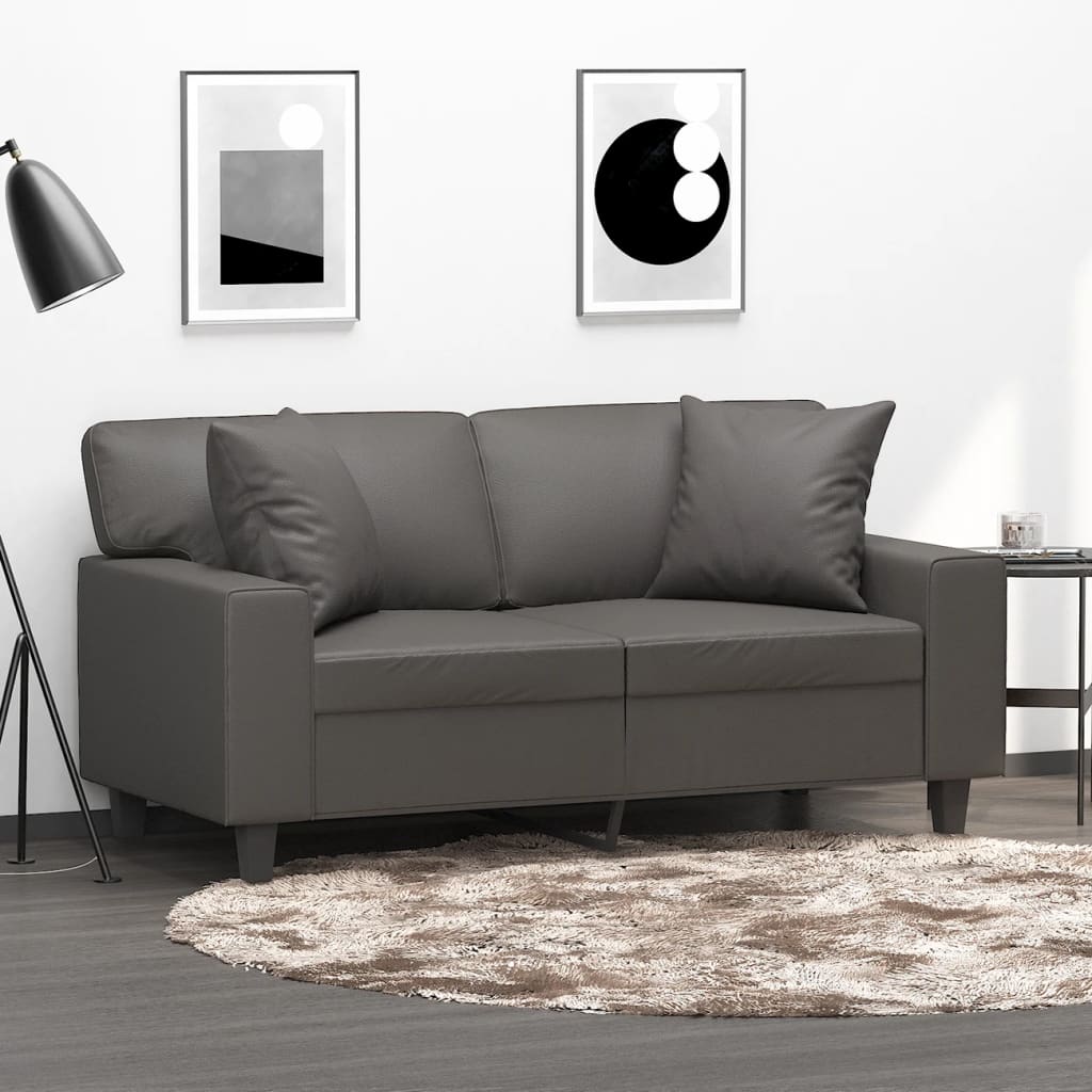 Vidaxl Dekorative Kissen 2 ST 40x40 cm künstliches Ledergrau grau