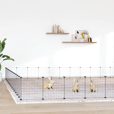 Vidaxl Pet Cage mit Tür 60 Paneele 35x35 cm Stahl Schwarz