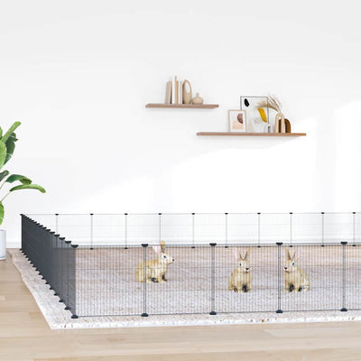 Vidaxl Pet Cage mit Tür 60 Paneele 35x35 cm Stahl Schwarz